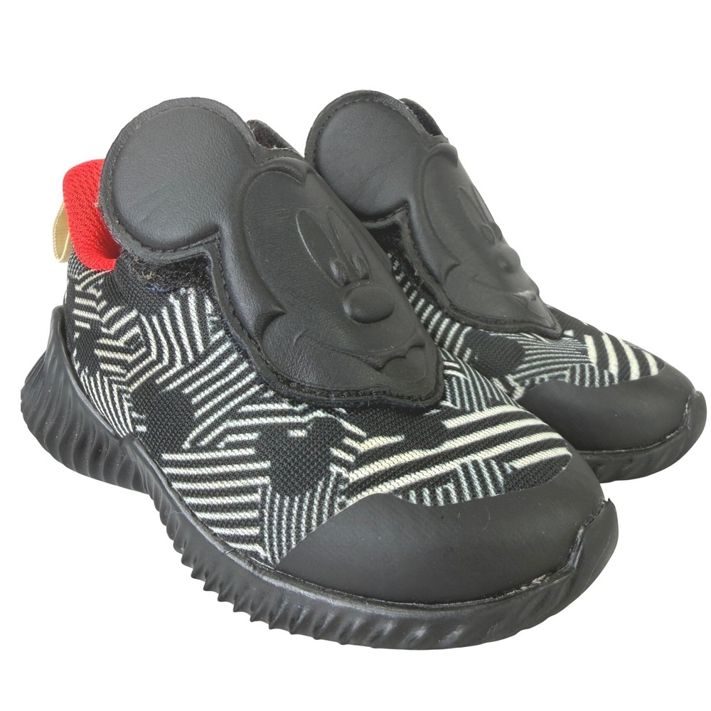 Adidas Mickey Mouse Black White Geometric FortaRun Sneakers Kids Size‎ 5.5K